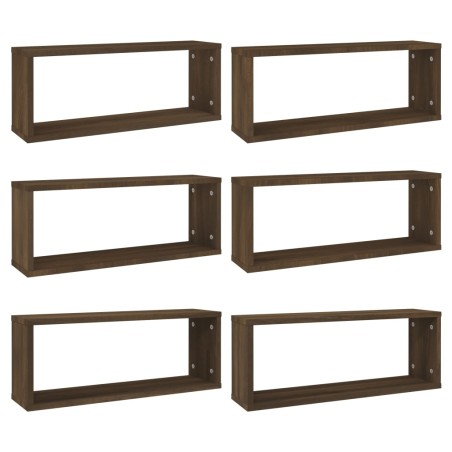 vidaXL Estantes cúbicos de pared 6 uds madera roble marrón 60x15x23 cm