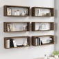 vidaXL Estantes cúbicos de pared 6 uds madera roble marrón 60x15x23 cm vidaXL Estantes cúbicos de pared 6 uds madera roble marrón 60x15x23 cm