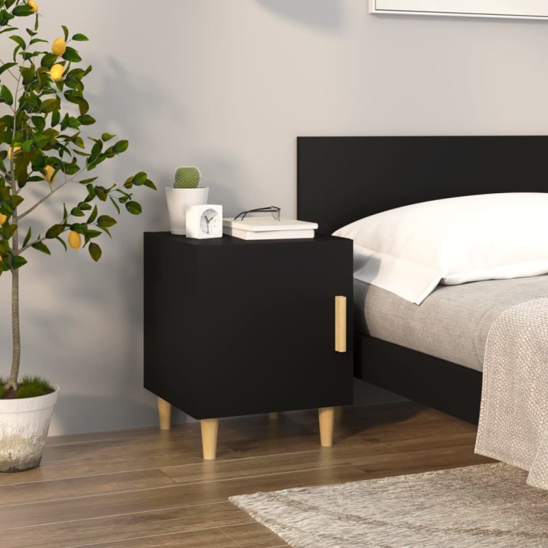 vidaXL Mesita de noche madera contrachapada negra vidaXL Mesita de noche madera contrachapada negra