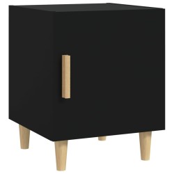 vidaXL Mesita de noche madera contrachapada negra