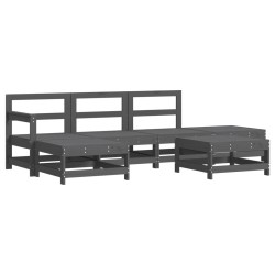 vidaXL Mesa y taburetes altos jardín 6 pzas madera maciza de pino gris