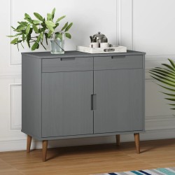 vidaXL Aparador MOLDE madera maciza de pino gris 90x40x80 cm