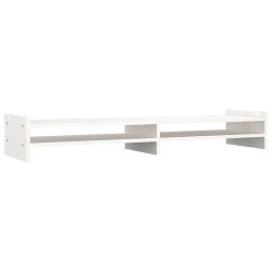 vidaXL Soporte de monitor madera maciza de pino blanco 100x27x15 cm