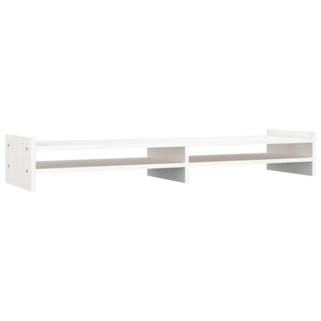 vidaXL Soporte de monitor madera maciza de pino blanco 100x27x15 cm