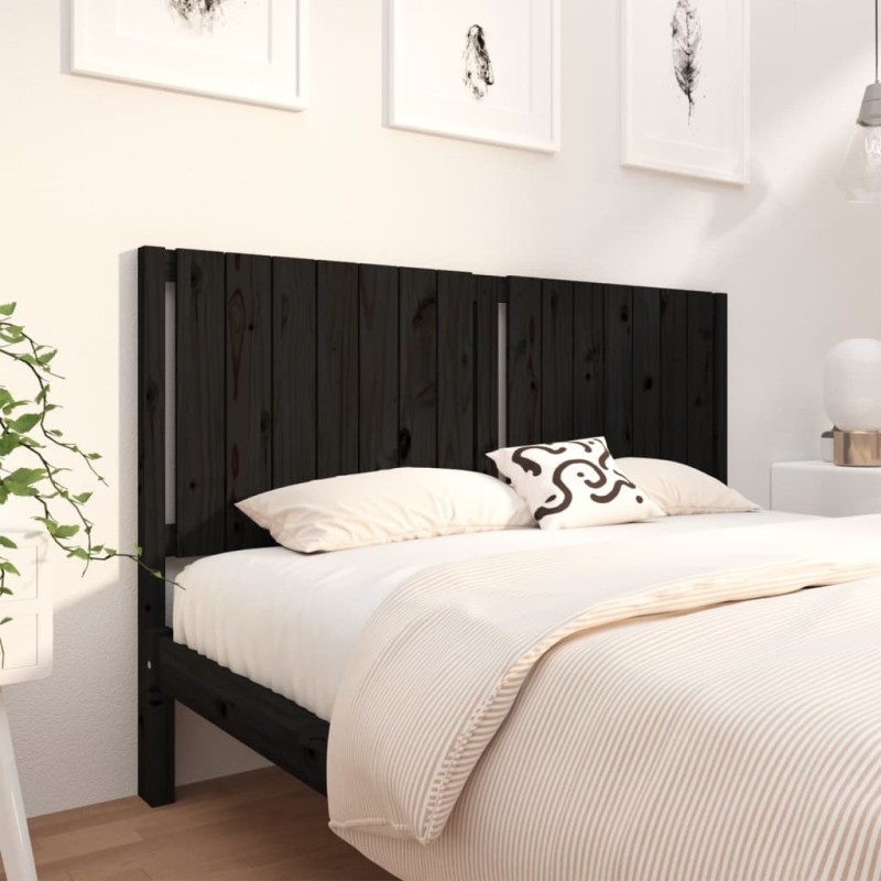 vidaXL Cabecero de cama madera maciza de pino negro 165,5x4x100 cm vidaXL Cabecero de cama madera maciza de pino negro 165,5x4x100 cm