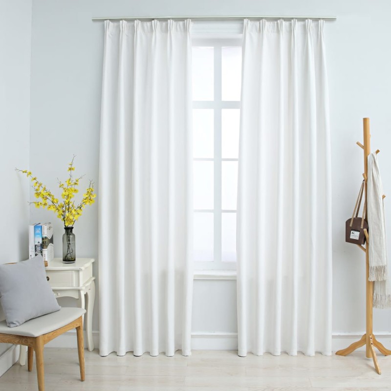 vidaXL Cortinas opacas con ganchos 2 piezas blanco crudo 140x225 cm vidaXL Cortinas opacas con ganchos 2 piezas blanco crudo 140x225 cm