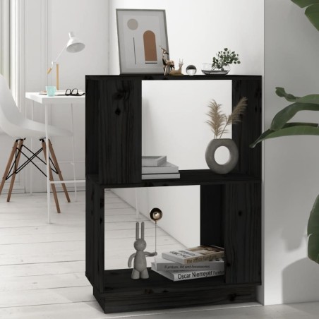 vidaXL Estantería/divisor de espacios madera pino negro 51x25x70 cm