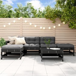 vidaXL Juego muebles de jardín 6 piezas madera maciza pino negro