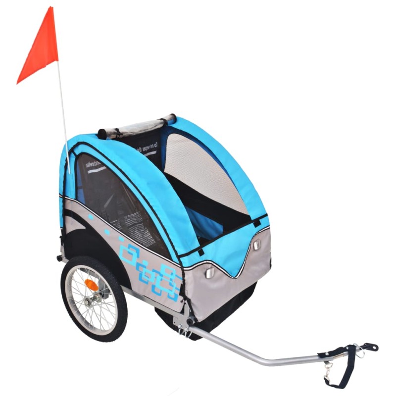 vidaXL Remolque para bicicletas gris y azul 30 kg vidaXL Remolque para bicicletas gris y azul 30 kg