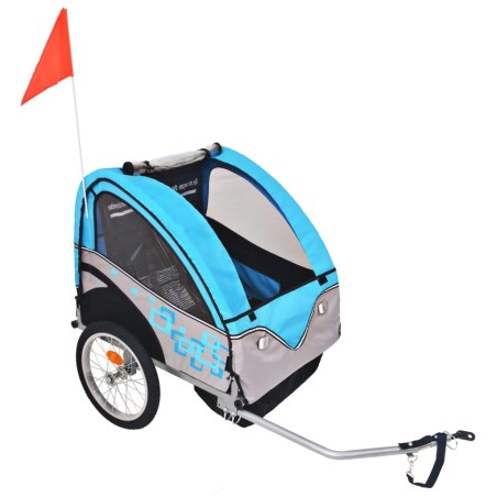 vidaXL Remolque para bicicletas gris y azul 30 kg