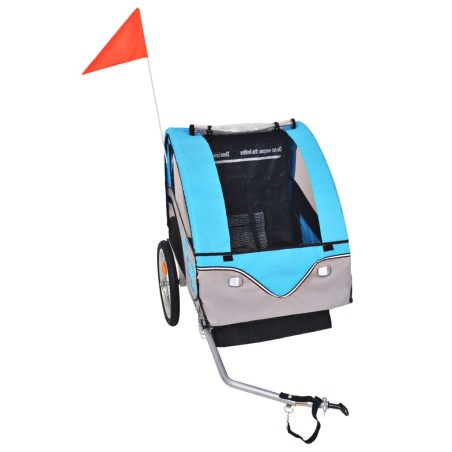 vidaXL Remolque para bicicletas gris y azul 30 kg