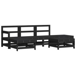 vidaXL Juego muebles de jardín 6 piezas madera maciza pino negro