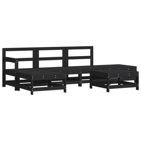 vidaXL Juego muebles de jardín 6 piezas madera maciza pino negro