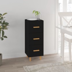 vidaXL Aparador de madera contrachapada negro 34,5x34x90 cm