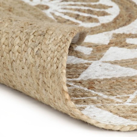 vidaXL Alfombra de yute tejida a mano con estampado blanco 90 cm
