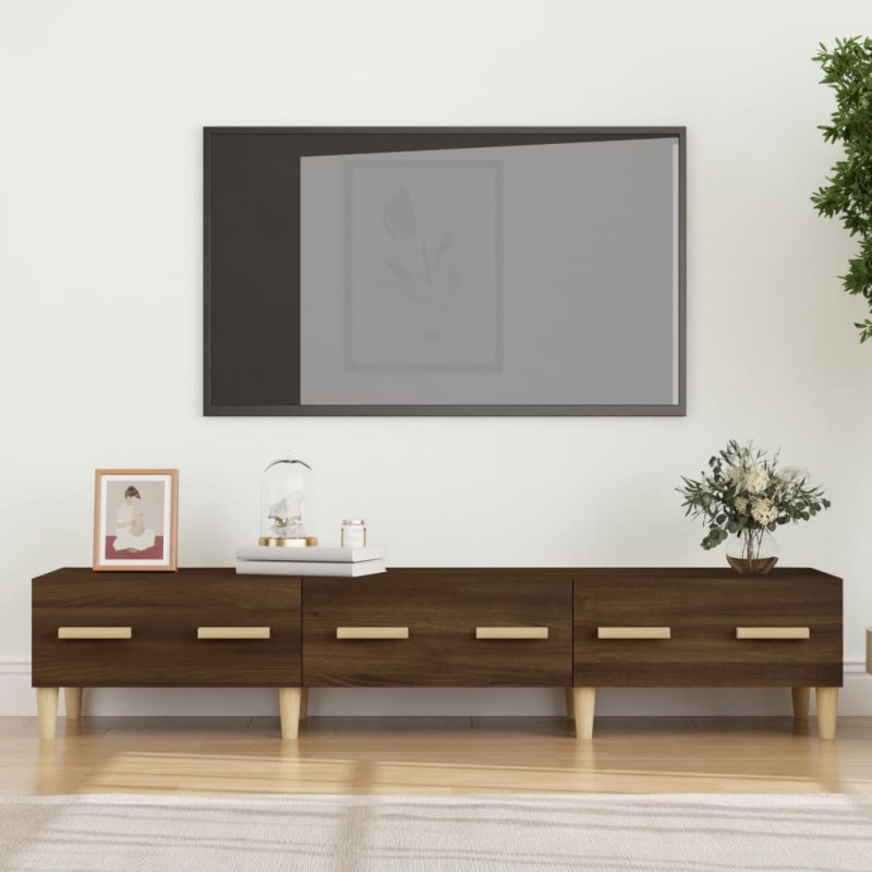 vidaXL Mueble de TV madera contrachapada roble ahumado 150x34,5x30 cm