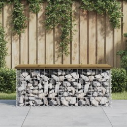 vidaXL Banco jardín diseño gaviones madera pino impregnada 103x44x42cm
