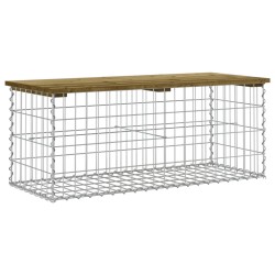 vidaXL Banco jardín diseño gaviones madera pino impregnada 103x44x42cm