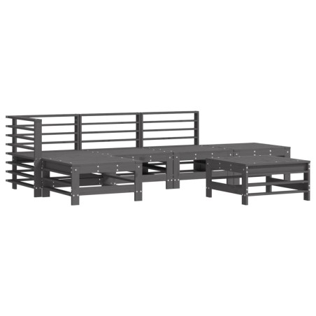 vidaXL Mesa y taburetes altos jardín 6 pzas madera maciza de pino gris