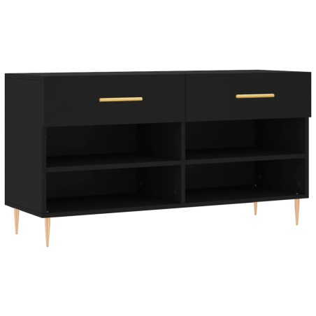 vidaXL Banco zapatero madera de ingeniería negro 102x35x55 cm