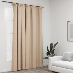 vidaXL Cortina opaca con ganchos look de lino beige 290x245 cm
