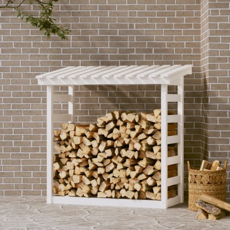 vidaXL Leñero de madera maciza de pino blanco 108x64,5x110 cm