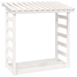 vidaXL Leñero de madera maciza de pino blanco 108x64,5x110 cm