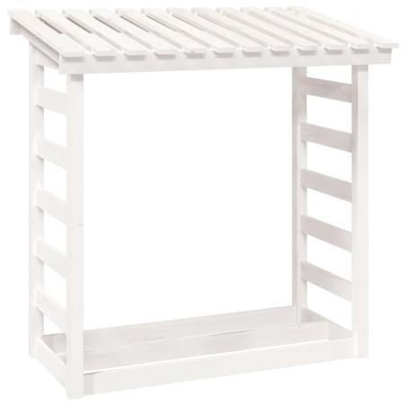 vidaXL Leñero de madera maciza de pino blanco 108x64,5x110 cm
