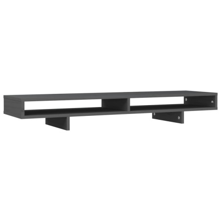 vidaXL Soporte para monitor madera maciza de pino gris 100x27x14 cm