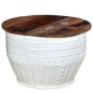 vidaXL Mesa de centro madera maciza reciclada blanca forma de barril vidaXL Mesa de centro madera maciza reciclada blanca forma de barril