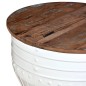 vidaXL Mesa de centro madera maciza reciclada blanca forma de barril vidaXL Mesa de centro madera maciza reciclada blanca forma de barril