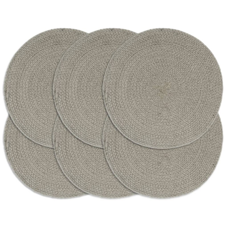 vidaXL Manteles individuales redondos 6 uds algodón gris liso 38 cm vidaXL Manteles individuales redondos 6 uds algodón gris liso 38 cm