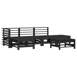 vidaXL Juego muebles de jardín 6 piezas madera maciza pino negro