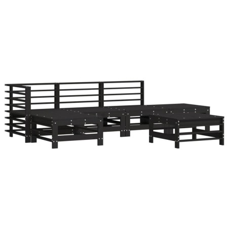 vidaXL Juego muebles de jardín 6 piezas madera maciza pino negro