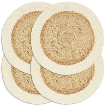 vidaXL Mantel individual redondo 4 uds yute algodón natural liso 38 cm 