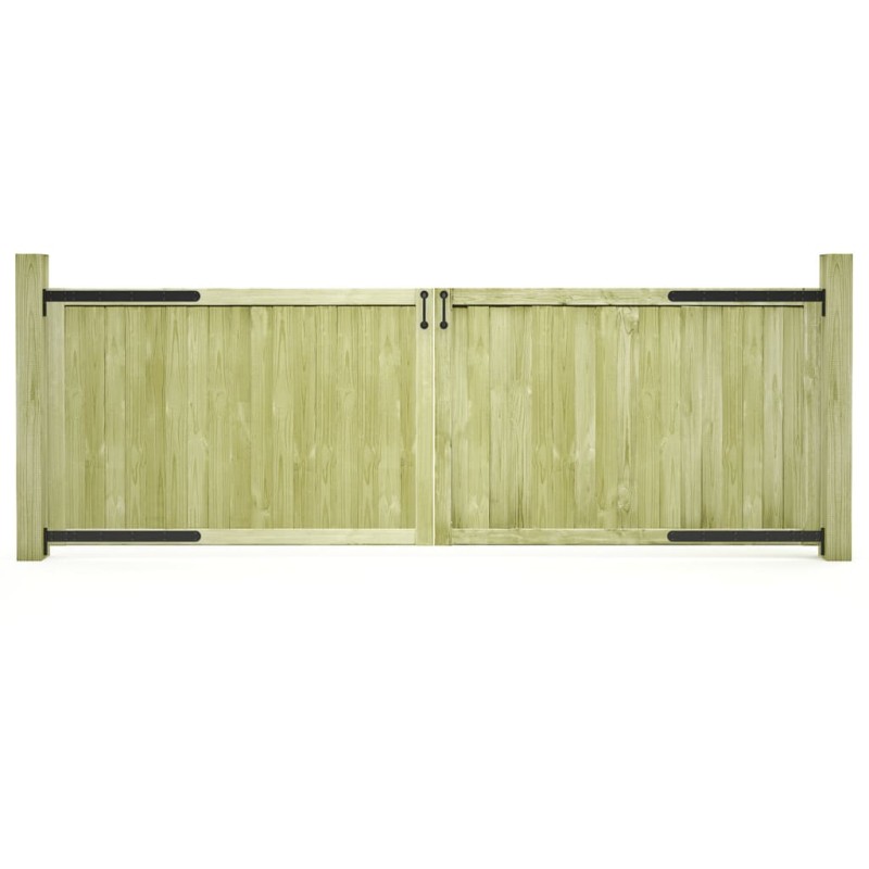 vidaXL Puertas de valla madera 2 uds de pino impregnada 300x100 cm vidaXL Puertas de valla madera 2 uds de pino impregnada 300x100 cm