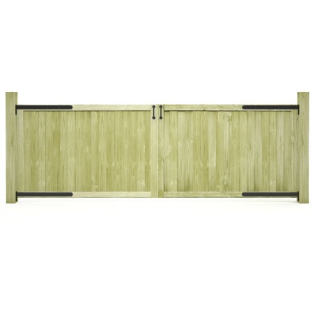 vidaXL Puertas de valla madera 2 uds de pino impregnada 300x100 cm