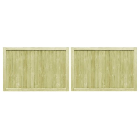 vidaXL Puertas de valla madera 2 uds de pino impregnada 300x100 cm