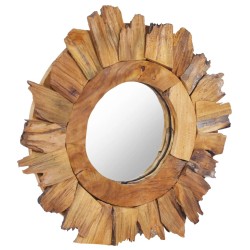 vidaXL Espejo de pared redondo teca 40 cm