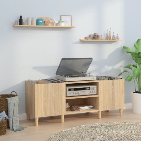 vidaXL Mueble de discos contrachapada roble sonoma 121x38x48 cm