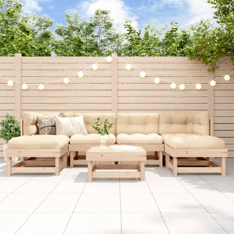 vidaXL Juego de muebles de jardín 7 piezas madera maciza de pino vidaXL Juego de muebles de jardín 7 piezas madera maciza de pino