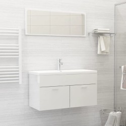 vidaXL Set muebles de baño 2 piezas madera contrachapada blanco brillo