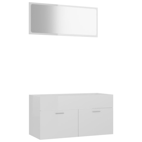 vidaXL Set muebles de baño 2 piezas madera contrachapada blanco brillo