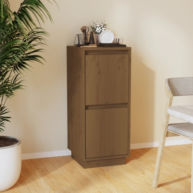 vidaXL Aparador de madera maciza de pino marrón miel 31,5x34x75 cm