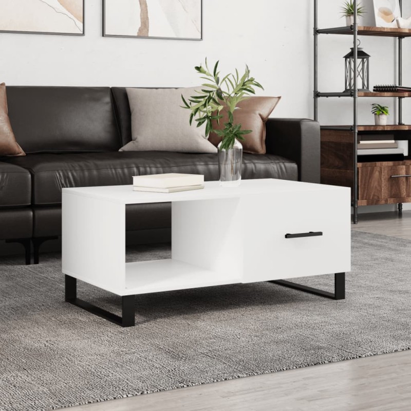 vidaXL Mesa de centro madera contrachapada blanco 90x50x40 cm vidaXL Mesa de centro madera contrachapada blanco 90x50x40 cm