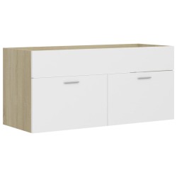 vidaXL Armario para lavabo contrachapada blanco roble 100x38,5x46 cm