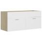 vidaXL Armario para lavabo contrachapada blanco roble 100x38,5x46 cm vidaXL Armario para lavabo contrachapada blanco roble 100x38,5x46 cm
