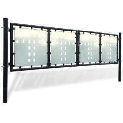 vidaXL Puerta de valla de jardín negra 300x125 cm