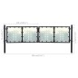 vidaXL Puerta de valla de jardín negra 300x125 cm