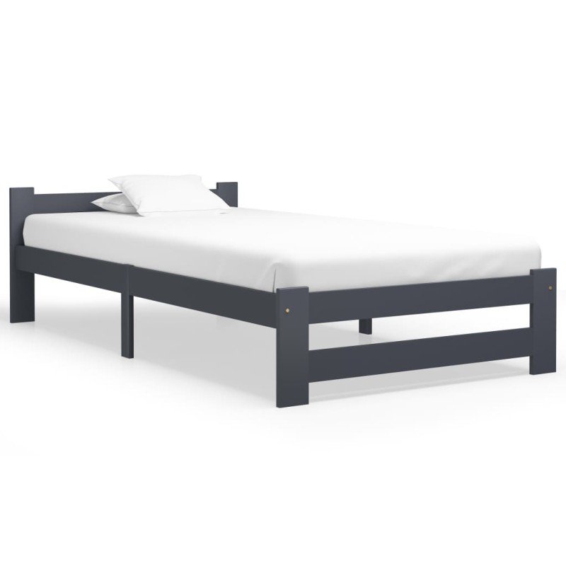 vidaXL Estructura de cama madera maciza de pino gris oscuro 100x200 cm vidaXL Estructura de cama madera maciza de pino gris oscuro 100x200 cm